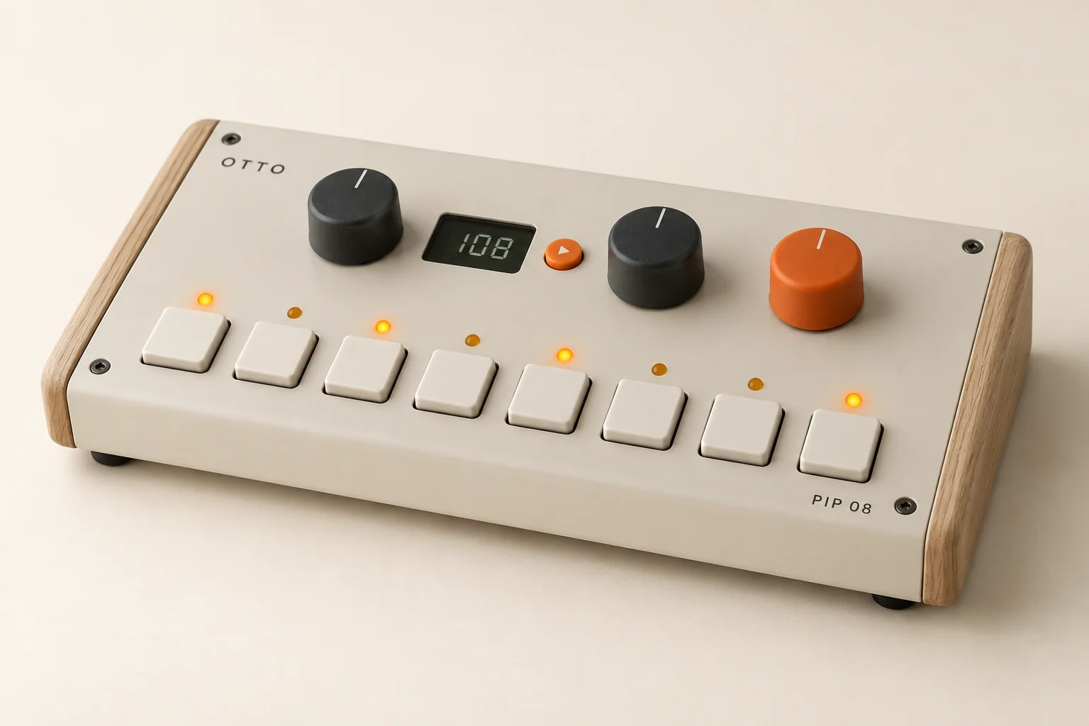 PIP 08 in Chalk / ash, with orange controls and natural ash sides